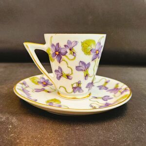 Mini Violets Tea Cup Mitterteich February Birth Flower Demitasse Art Deco German